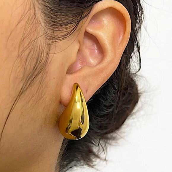 Gold Plated Water Drop Earrings - Picture 4 of 11